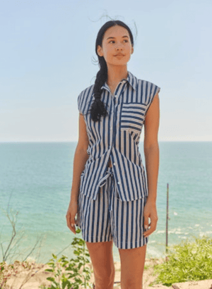 Sleeveless Button Down - Vintage Navy - The Collective Park City