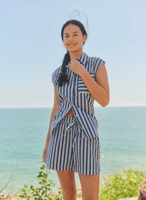 Sleeveless Button Down - Vintage Navy - The Collective Park City