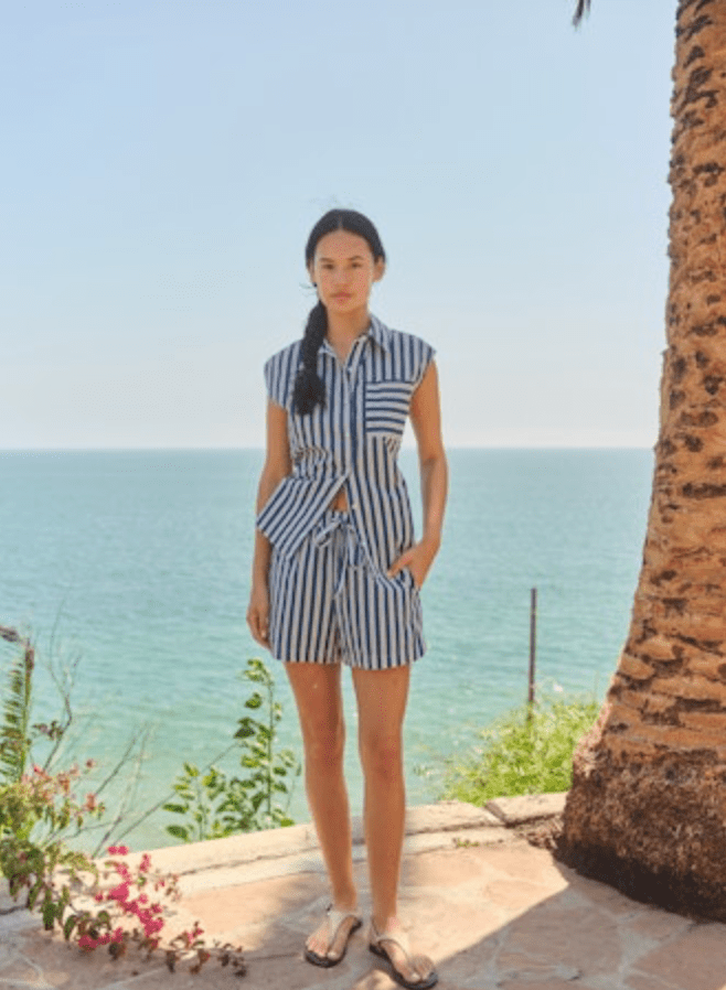 Sleeveless Button Down - Vintage Navy - The Collective Park City
