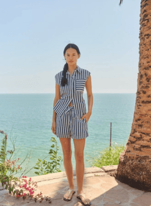 Sleeveless Button Down - Vintage Navy - The Collective Park City