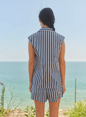 Sleeveless Button Down - Vintage Navy - The Collective Park City