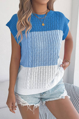 Sleeveless Colorblock Knit Sweater - The Collective Park City