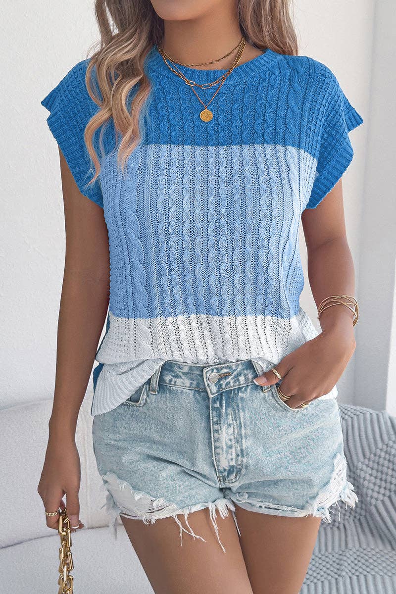Sleeveless Colorblock Knit Sweater - The Collective Park City