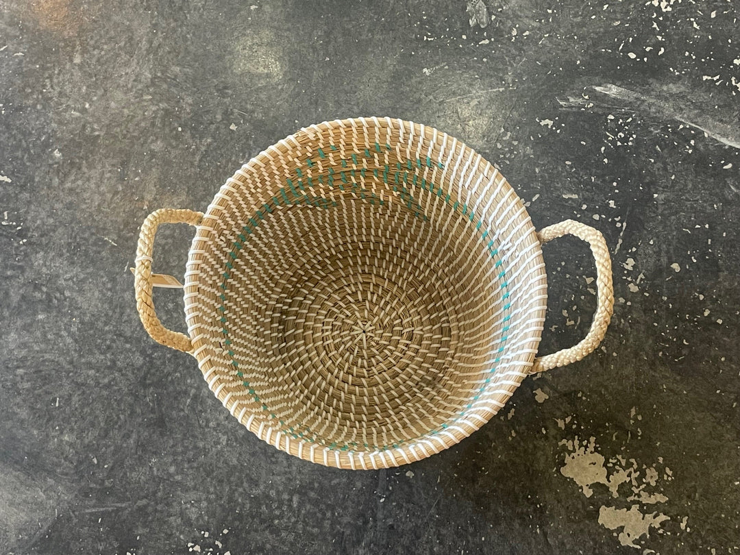 Small Natural Seagrass Basket with Arrows - The Collective Park City