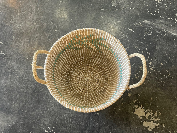 Small Natural Seagrass Basket with Arrows - The Collective Park City