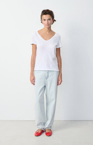 Sonoma V-Neck Tshirt - Blanc - The Collective Park City