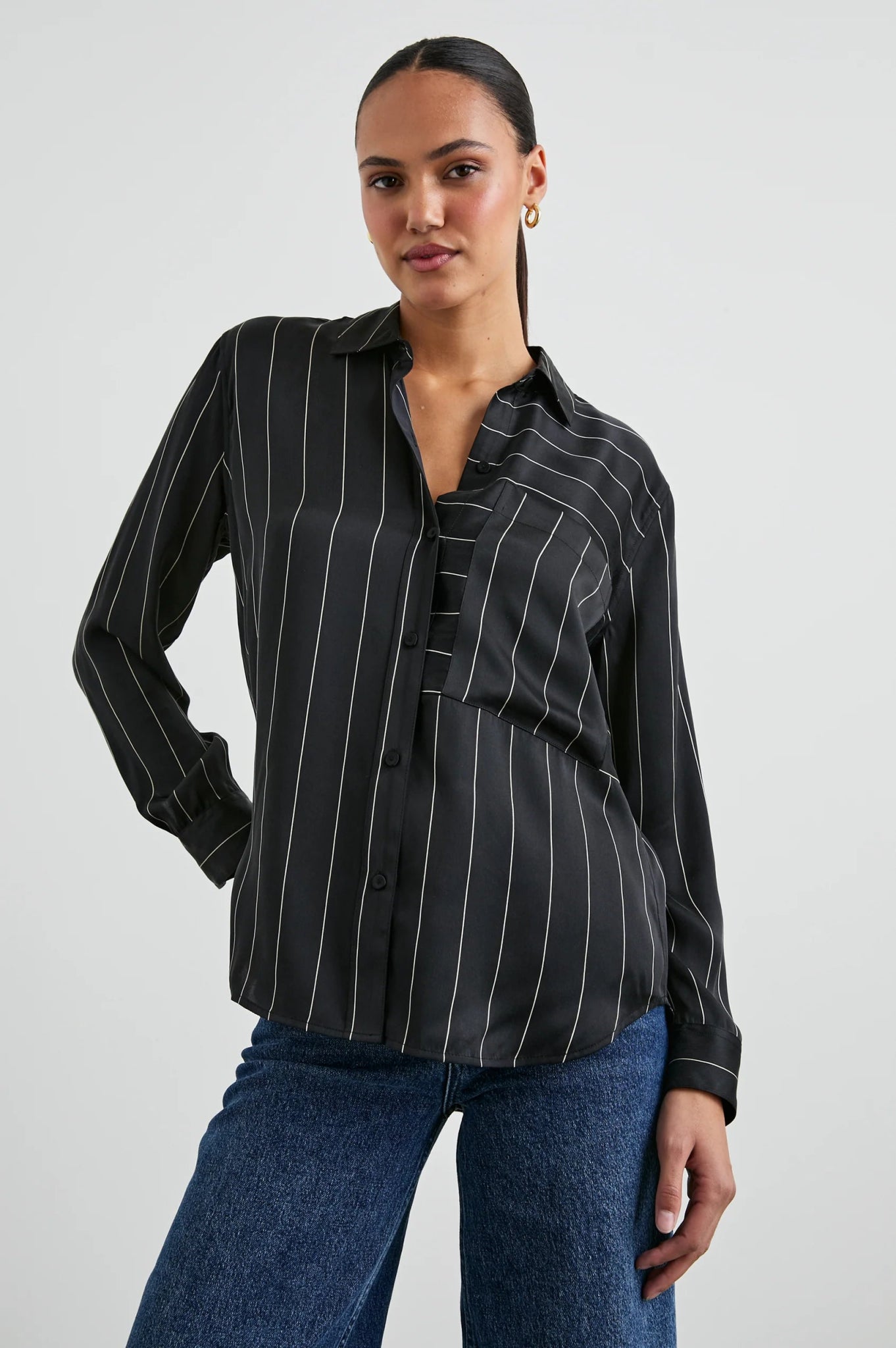 Spencer Silk Button Down Top - The Collective Park City