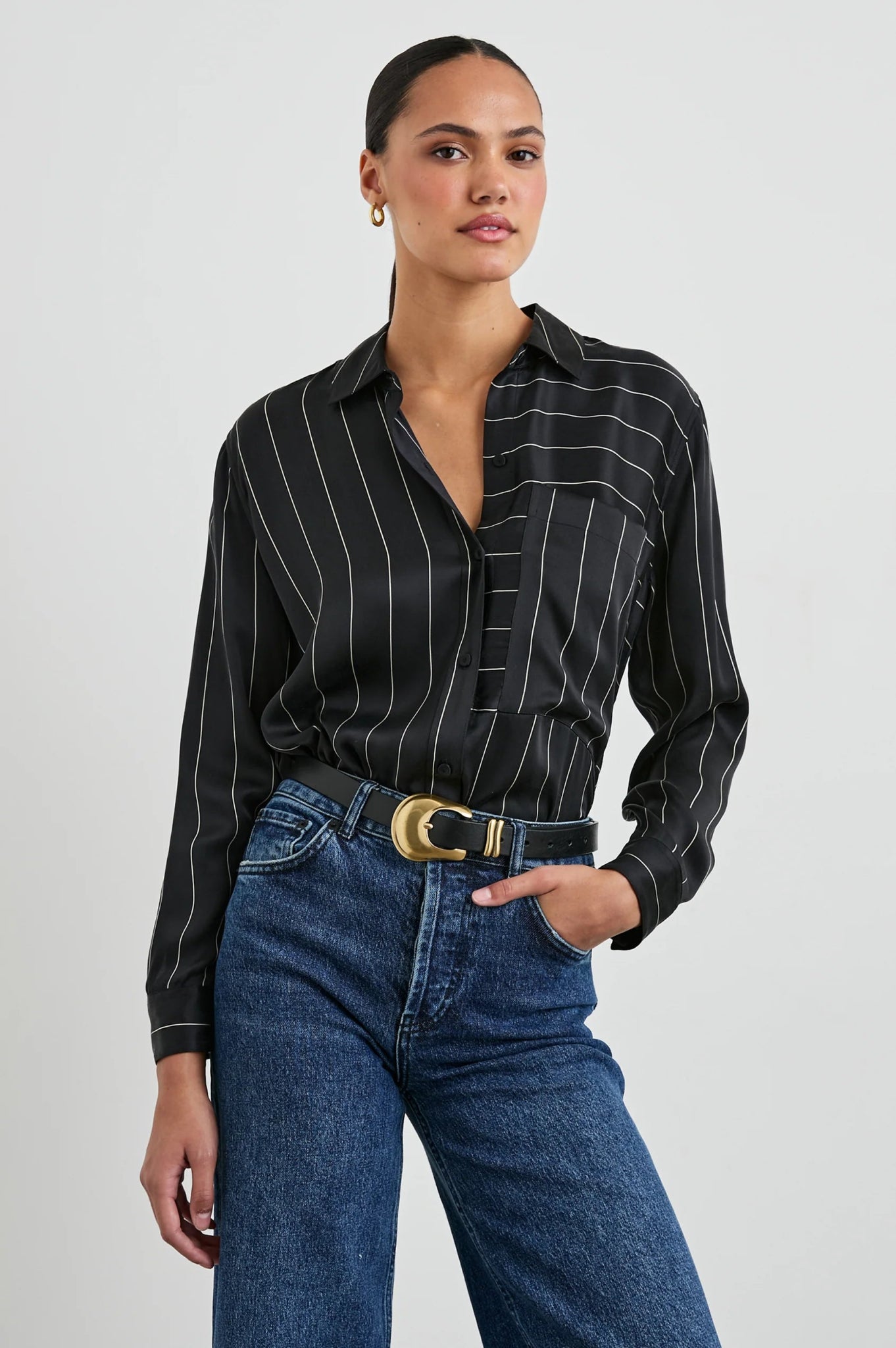 Spencer Silk Button Down Top - The Collective Park City