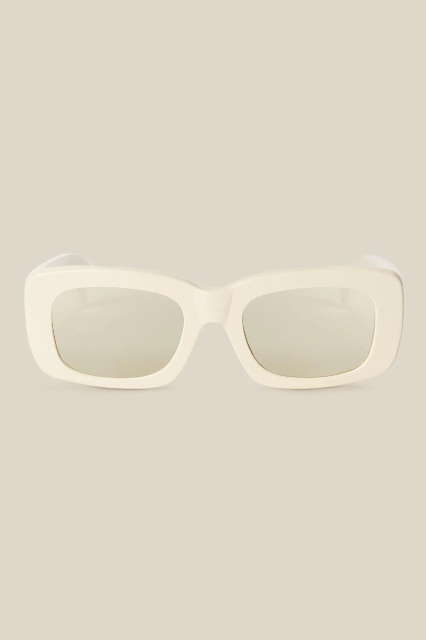 "Spicy" Rectangle Sunglasses in Milk w/Mirror Lens - The Collective Park City