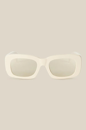 "Spicy" Rectangle Sunglasses in Milk w/Mirror Lens - The Collective Park City