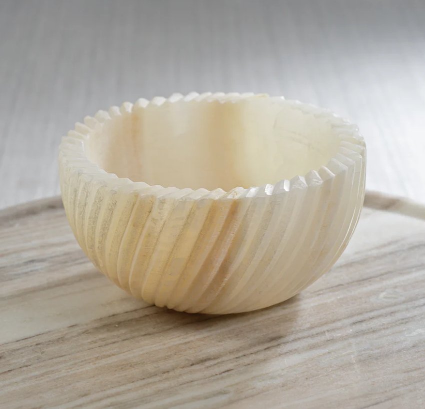 Spiraled Onyx Marble Serving Bowl - The Collective Park City