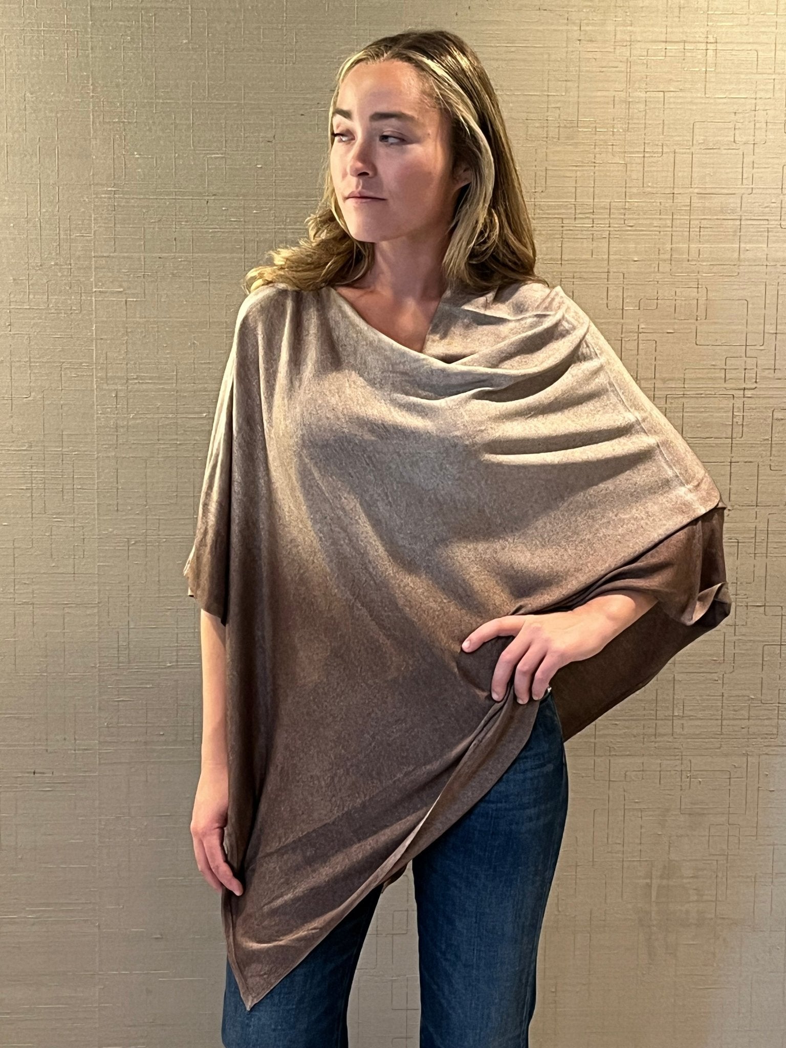 Spray Painted Cashmere Poncho Sweater - The Collective Park City
