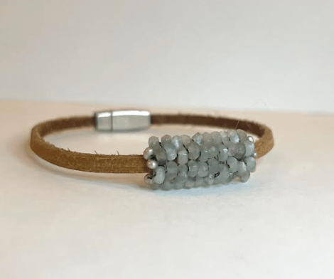 S/S &amp; Vermeil Mix w/Leather Bracelet - The Collective Park City