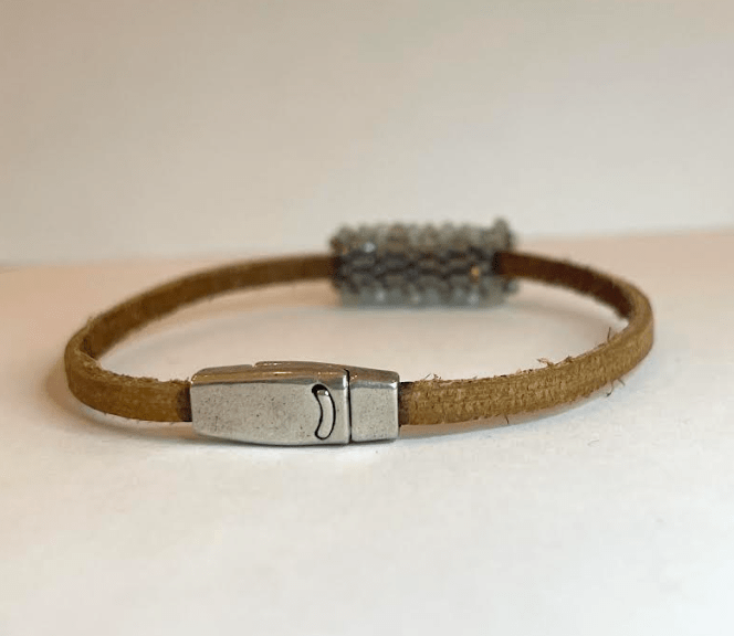 S/S &amp; Vermeil Mix w/Leather Bracelet - The Collective Park City