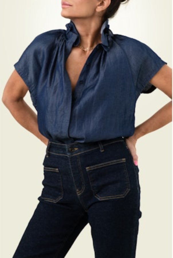 Stella Blouse - Denim - The Collective Park City