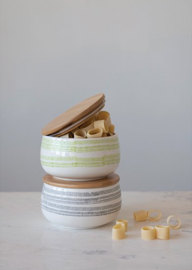 Stoneware Canister with Bamboo Lid - The Collective Park City