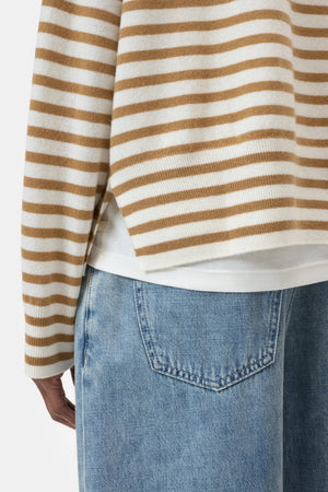 Striped Long - Sleeve Cashmere Sweater - The Collective Park City