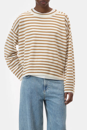 Striped Long - Sleeve Cashmere Sweater - The Collective Park City