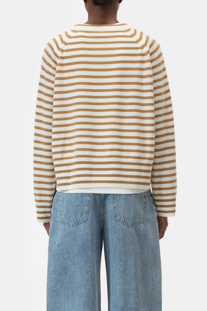 Striped Long - Sleeve Cashmere Sweater - The Collective Park City