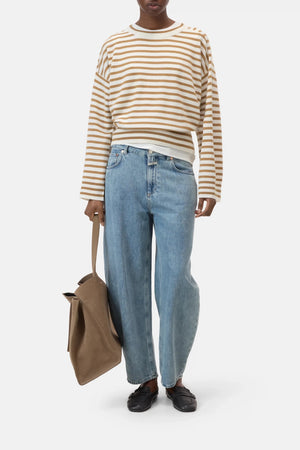 Striped Long - Sleeve Cashmere Sweater - The Collective Park City