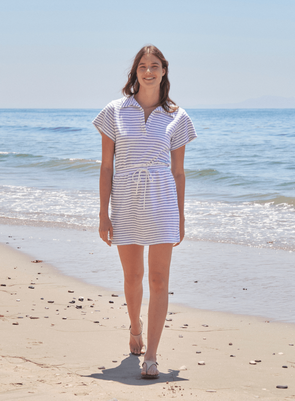 Striped Mini Dress - White & Navy - The Collective Park City