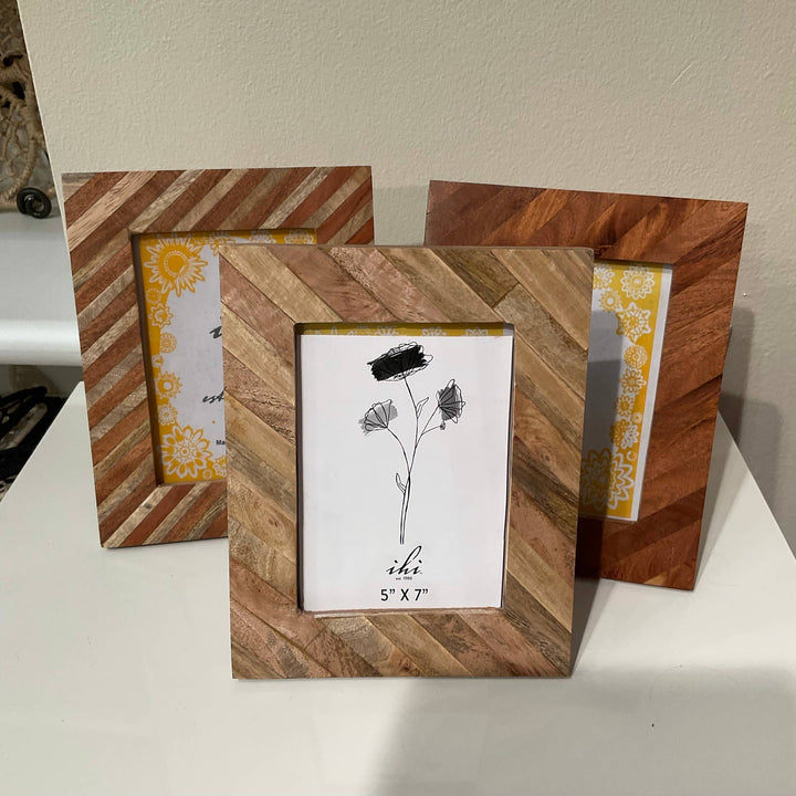 Striped Multi - Wood Photo Frames, assorted 3 , price of each - The Collective Park City