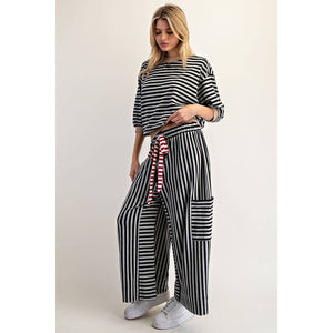 Striped Relaxed Cozy Pants - The Collective Park City