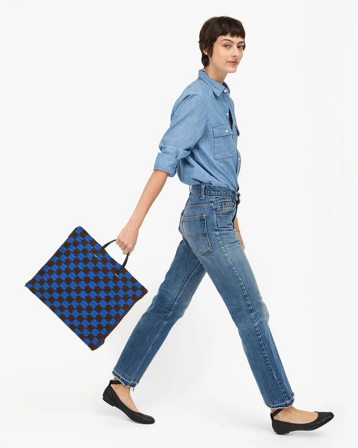 Summer Simple Tote - Blue &amp; Chocolate - The Collective Park City