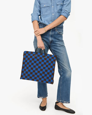 Summer Simple Tote - Blue & Chocolate - The Collective Park City