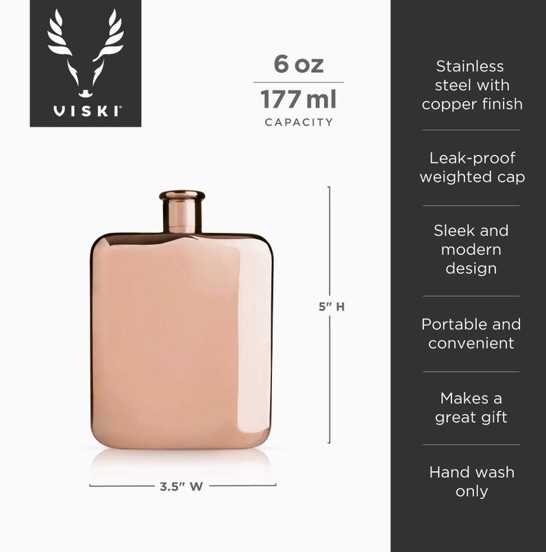 Summit Polished Copper Plated Flask - The Collective Park City