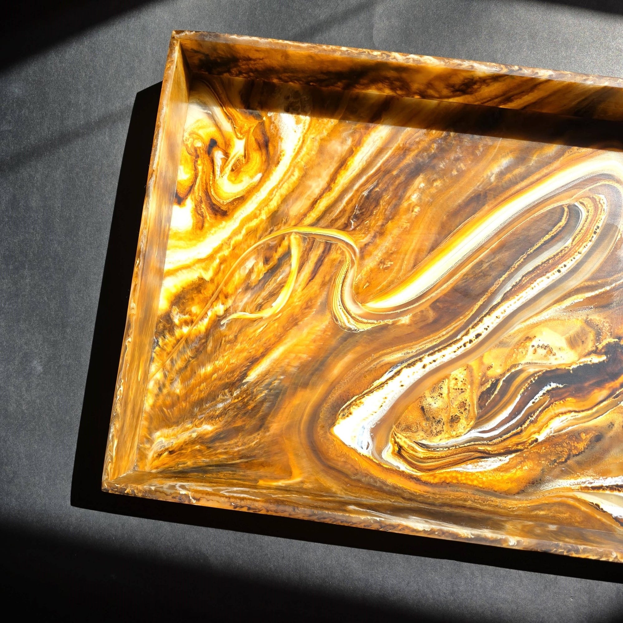 Swirl Brown Hand Poured Resin Tray - The Collective Park City