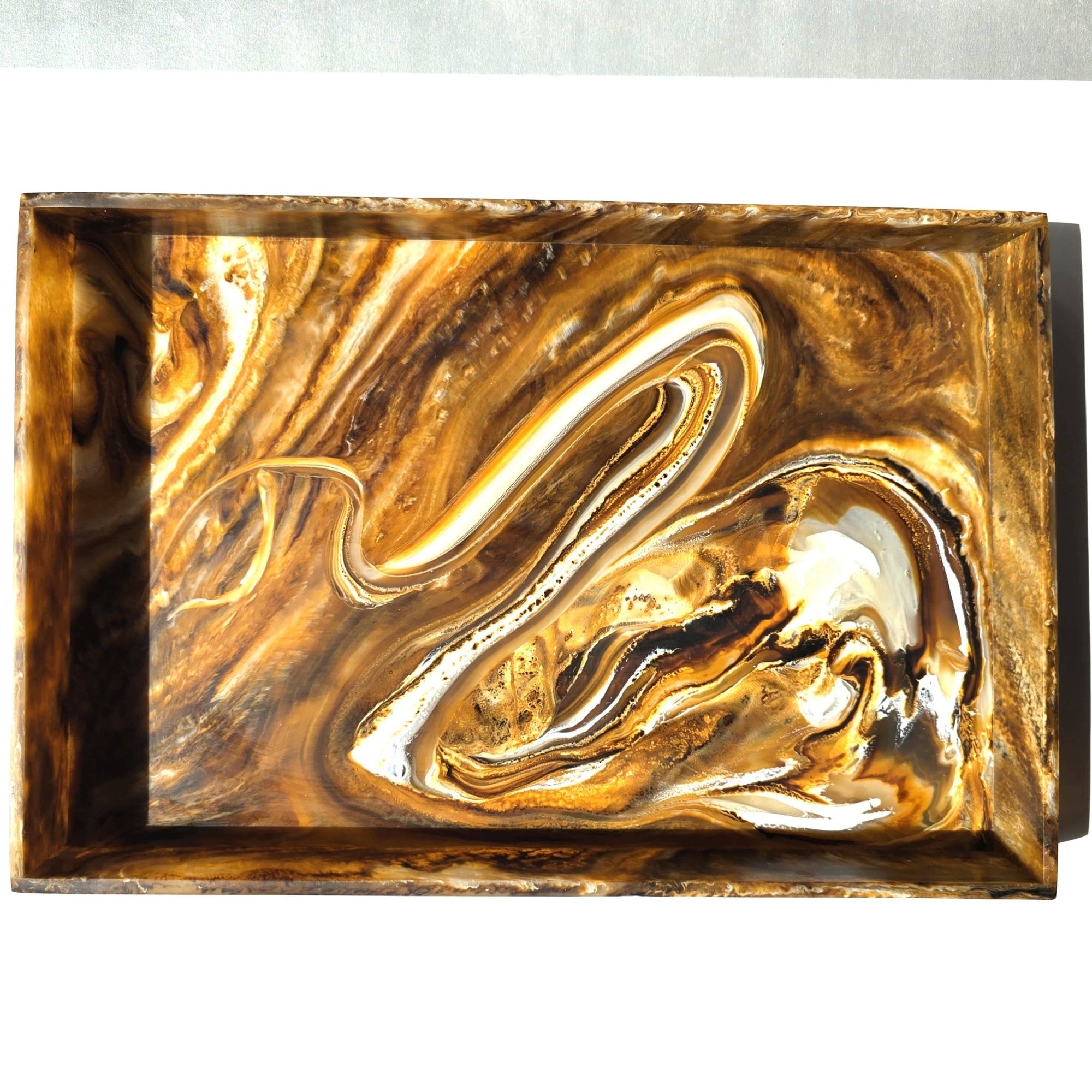 Swirl Brown Hand Poured Resin Tray - The Collective Park City