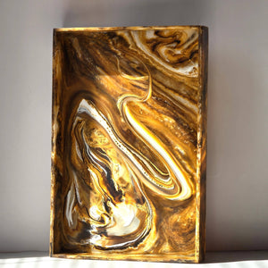 Swirl Brown Hand Poured Resin Tray - The Collective Park City