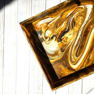 Swirl Brown Hand Poured Resin Tray - The Collective Park City