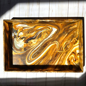 Swirl Brown Hand Poured Resin Tray - The Collective Park City