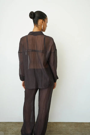 Sylvie Sheer Button Down Top - The Collective Park City