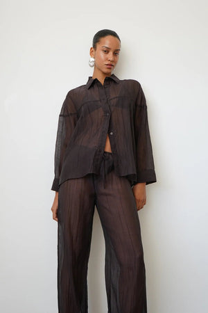 Sylvie Sheer Button Down Top - The Collective Park City