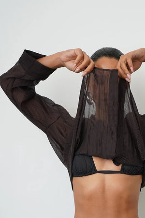 Sylvie Sheer Button Down Top - The Collective Park City
