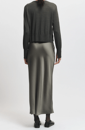 Talia Charmeuse Maxi Skirt - Dusty Olive - The Collective Park City