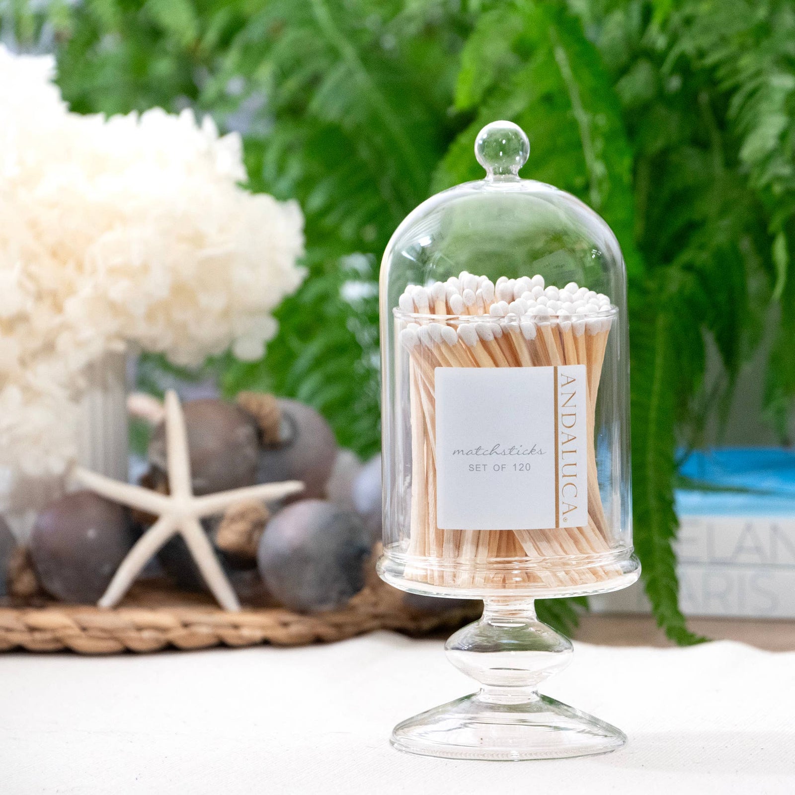 Tall Glass Jar with Lid & 120 Wooden White Matches - The Collective Park City