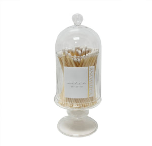 Tall Glass Jar with Lid & 120 Wooden White Matches - The Collective Park City