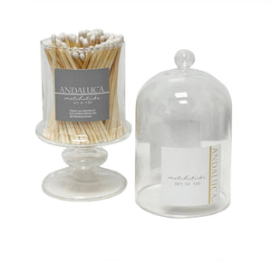Tall Glass Jar with Lid & 120 Wooden White Matches - The Collective Park City