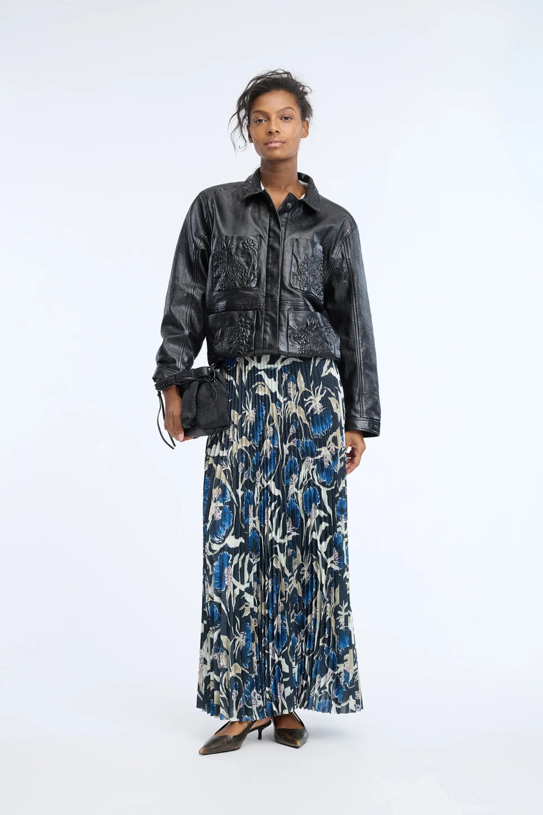 Taulla Midi Skirt - Black Print - The Collective Park City