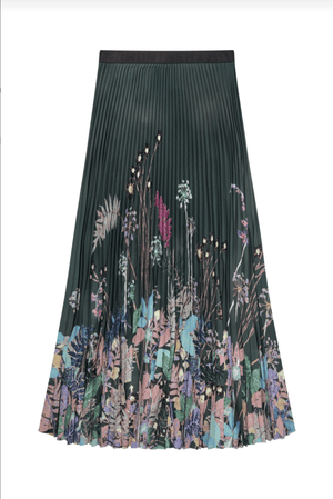 Taulla Pleated Skirt - Black Floral - The Collective Park City