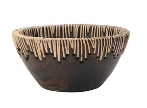 Terracotta Bowl with Rattan Stitching - The Collective Park City