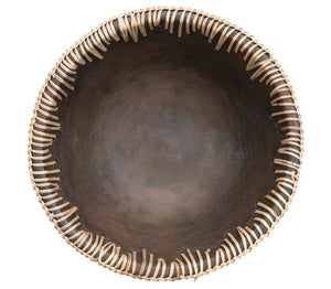 Terracotta Bowl with Rattan Stitching - The Collective Park City