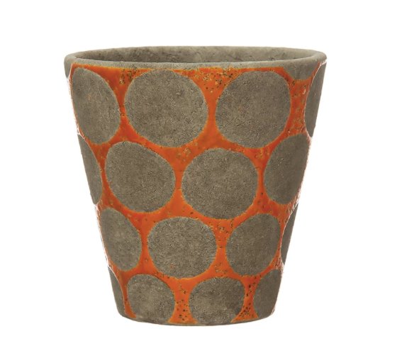 large orange plant pots Creative Co-Op Terra-cotta Planter with Wax Relief Dots