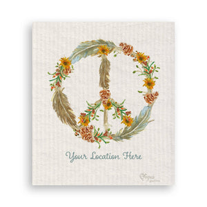 Thanksgiving Peace Sign with Feathers and Location: White Guest Towel / - The Collective Park City