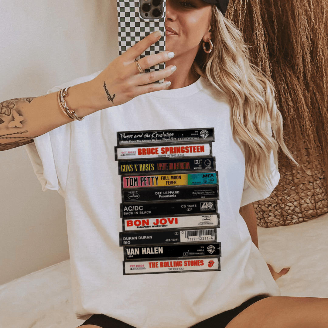 Throwback Vintage Rock Bands/Cassette Tapes Tee - The Collective Park City