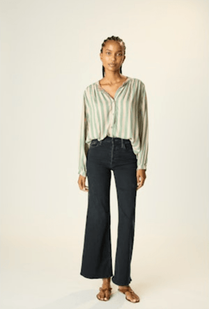 Tolan Blouse - Jade Stripes - The Collective Park City
